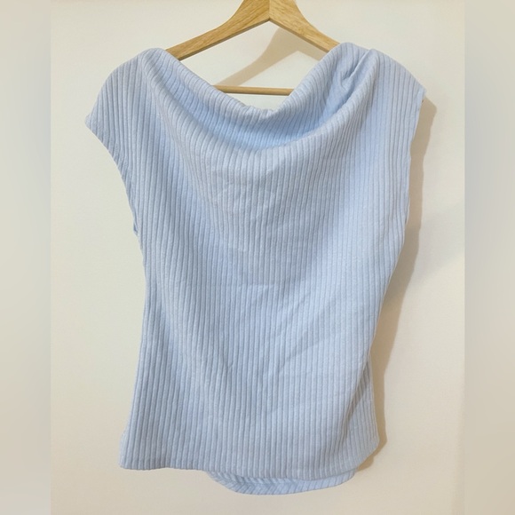 Marc New York Ribbed Cowl Neck Top | Elegant Minimal Sleeveless Top | Size L - Picture 8 of 8